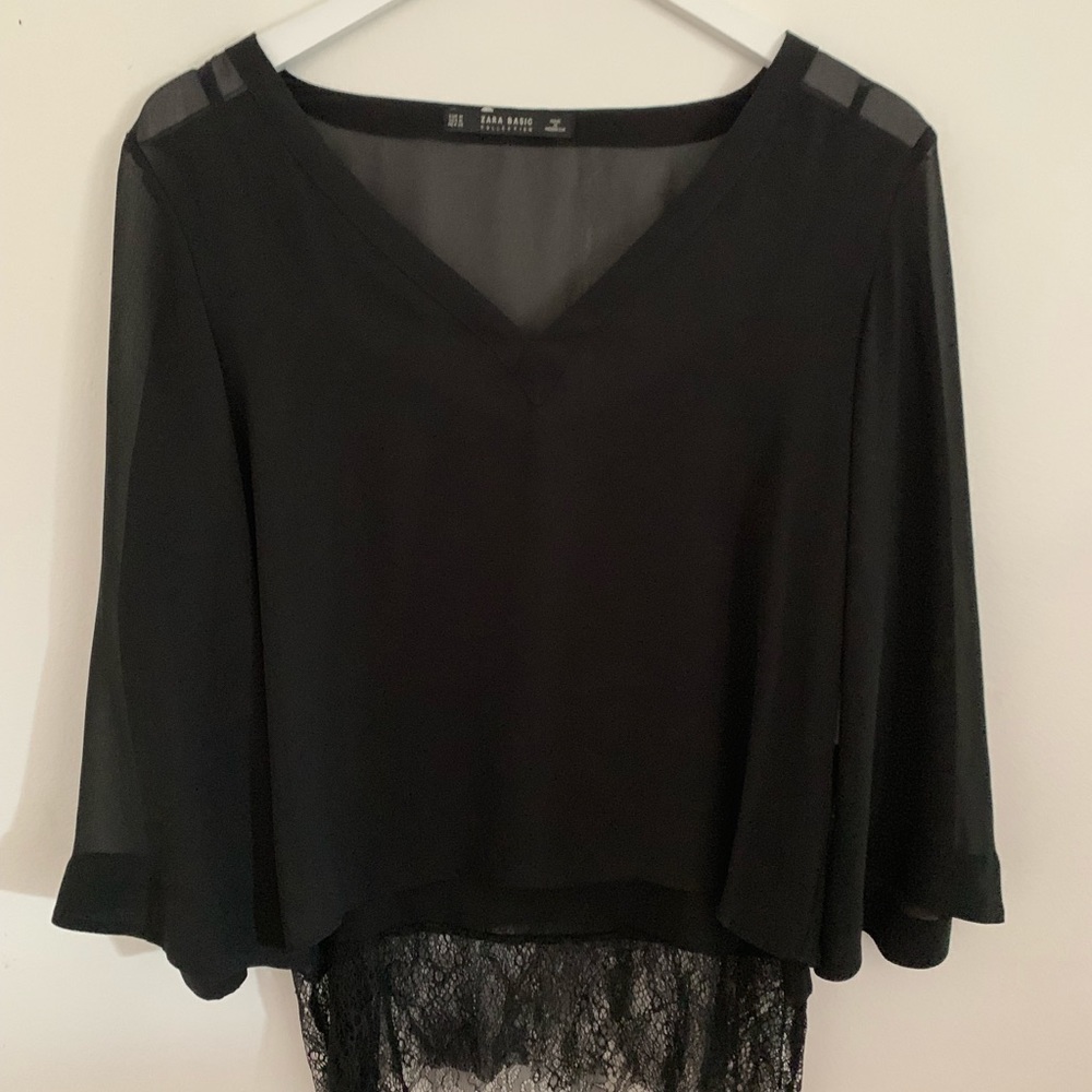 Zara Black Loose Going Out Top | Size M